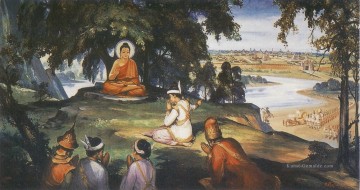 König Bimbisara, der dem Buddha Buddhismus sein Reich anbietet Ölgemälde